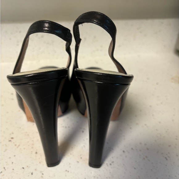 Herve Leger Peep Toe Leather Stiletto Black Tortoise Shell /leopard 7.5 EUC - Picture 10 of 11